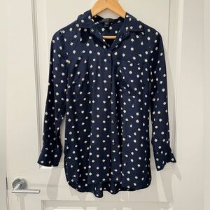 J crew silk shirt blouse navy